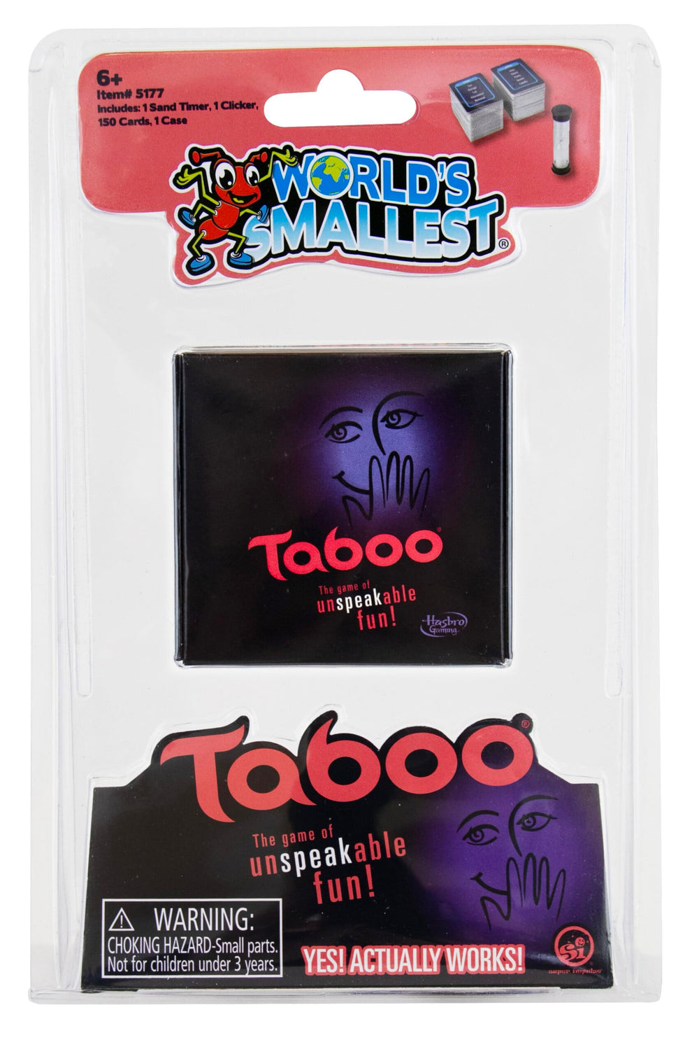World's Smallest Taboo 150 cards in a compact travel deck.