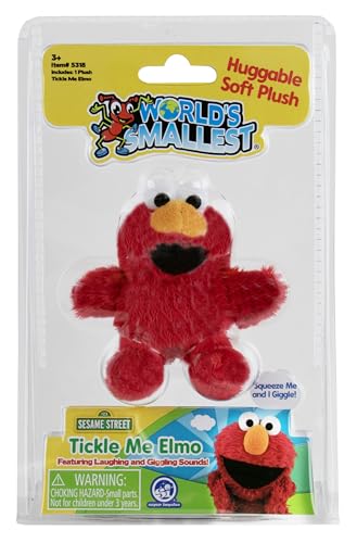 World's Smallest Tickle Me Elmo on backpack clip for travel charm