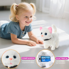 WorWoder plush cat stretching pose ready for imaginative routine