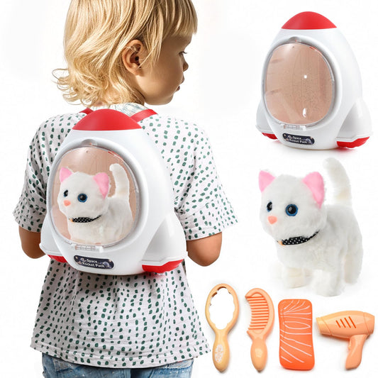 WorWoder plush cat walking action for interactive play on the floor