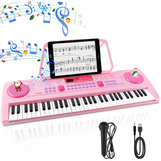 WOSTOO 61-key kids piano front view shows compact, portable design for easy play anywhere.