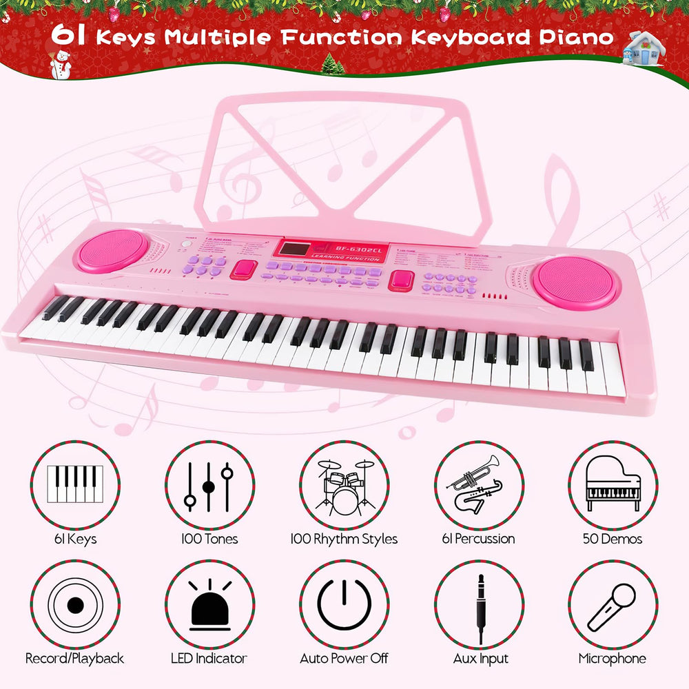 WOSTOO 61-key piano kids teaching mode guides practice and rhythm exploration.