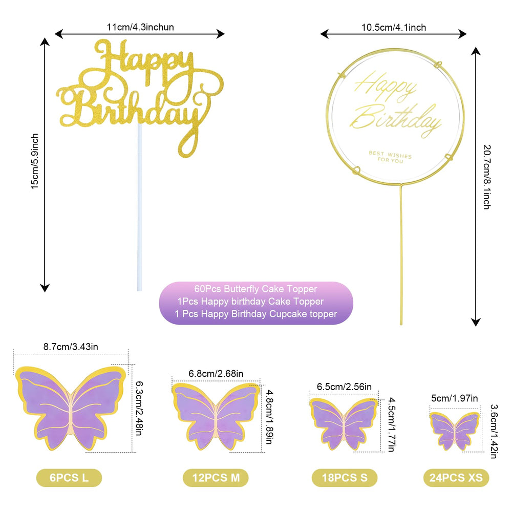 WOW DING 3D butterfly toppers with gold lines add depth to treats