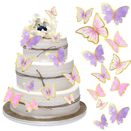 WOW DING butterfly cupcake topper 3D pink purple gold enhances cake presentation