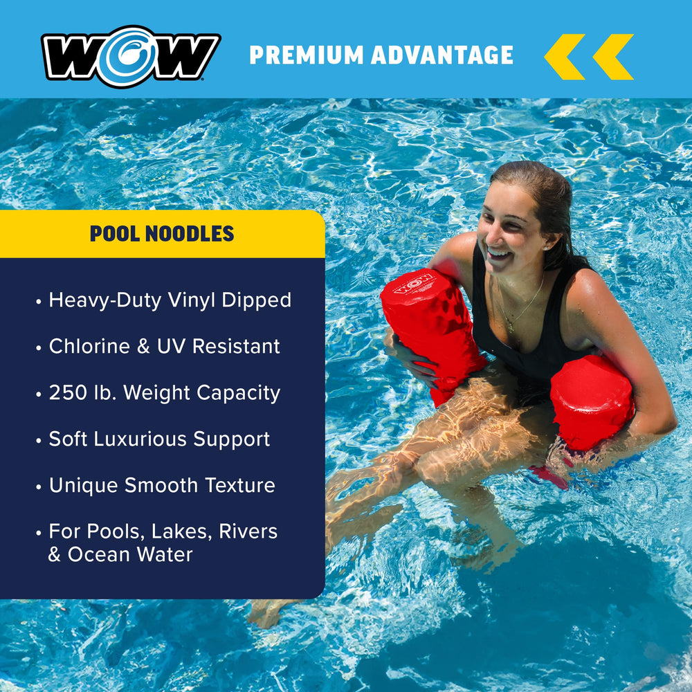 WOW Sports saltwater and chemical resistant noodle withstands outdoor use.