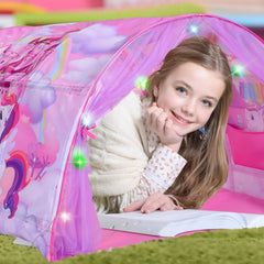 Wowangce Unicorn Bed Tent pink curtains add charm and privacy