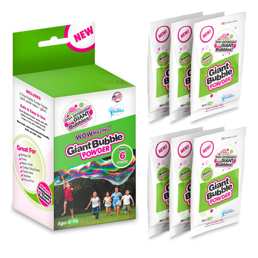 WOWMAZING bubble refill powder pack for giant bubbles outdoors.