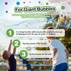WOWMAZING bubble wand set enhances outdoor family play.