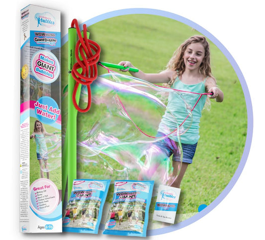 WOWMAZING giant bubble wand kit for outdoor fun.