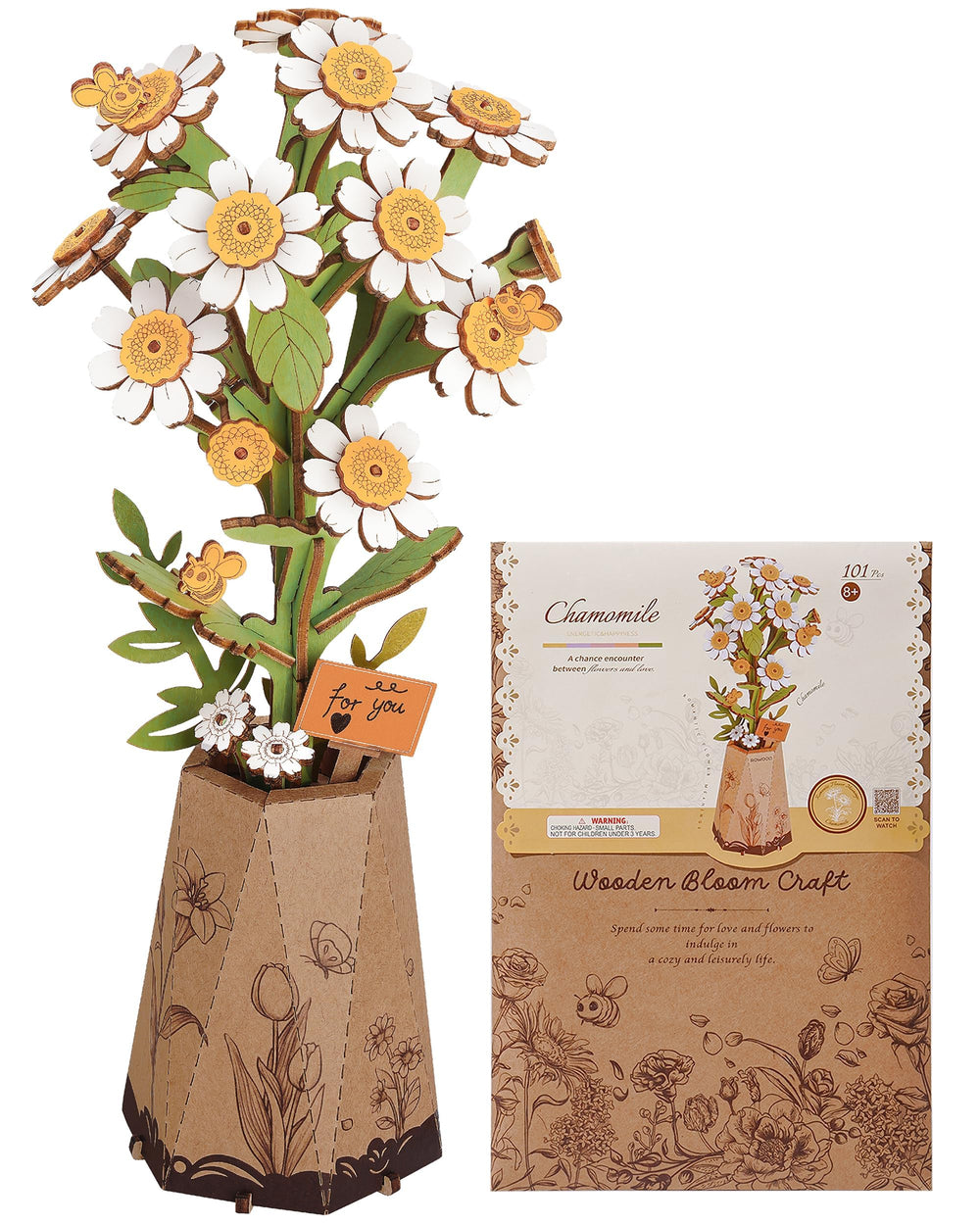 Wowood chamomile 3D puzzle, engaging wooden craft for relaxation and display.