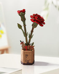 Wowood wooden flower kit in progress, satisfying DIY building experience