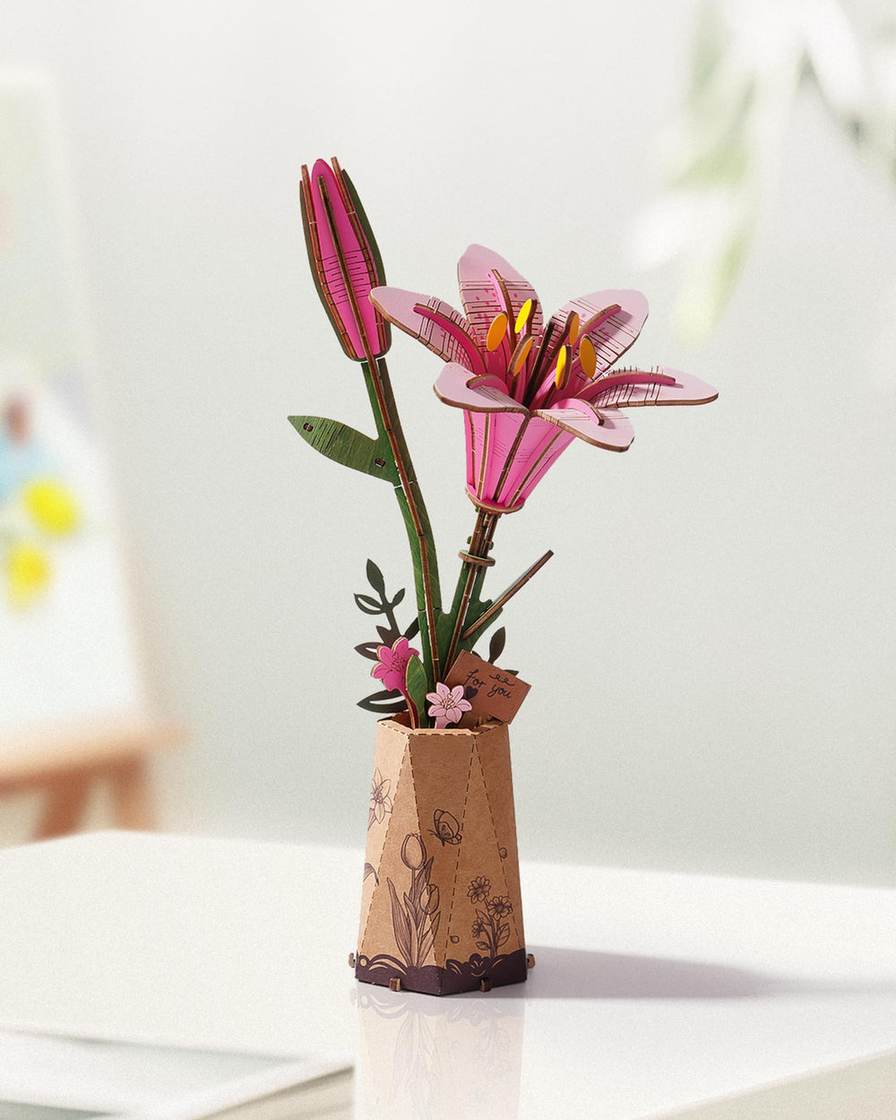 Wowood Pink Lily with smooth edges supporting durable, reusable assembly for ongoing creativity
