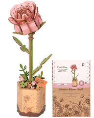 Wowood pink rose 3D flower puzzle decorative piece for any room