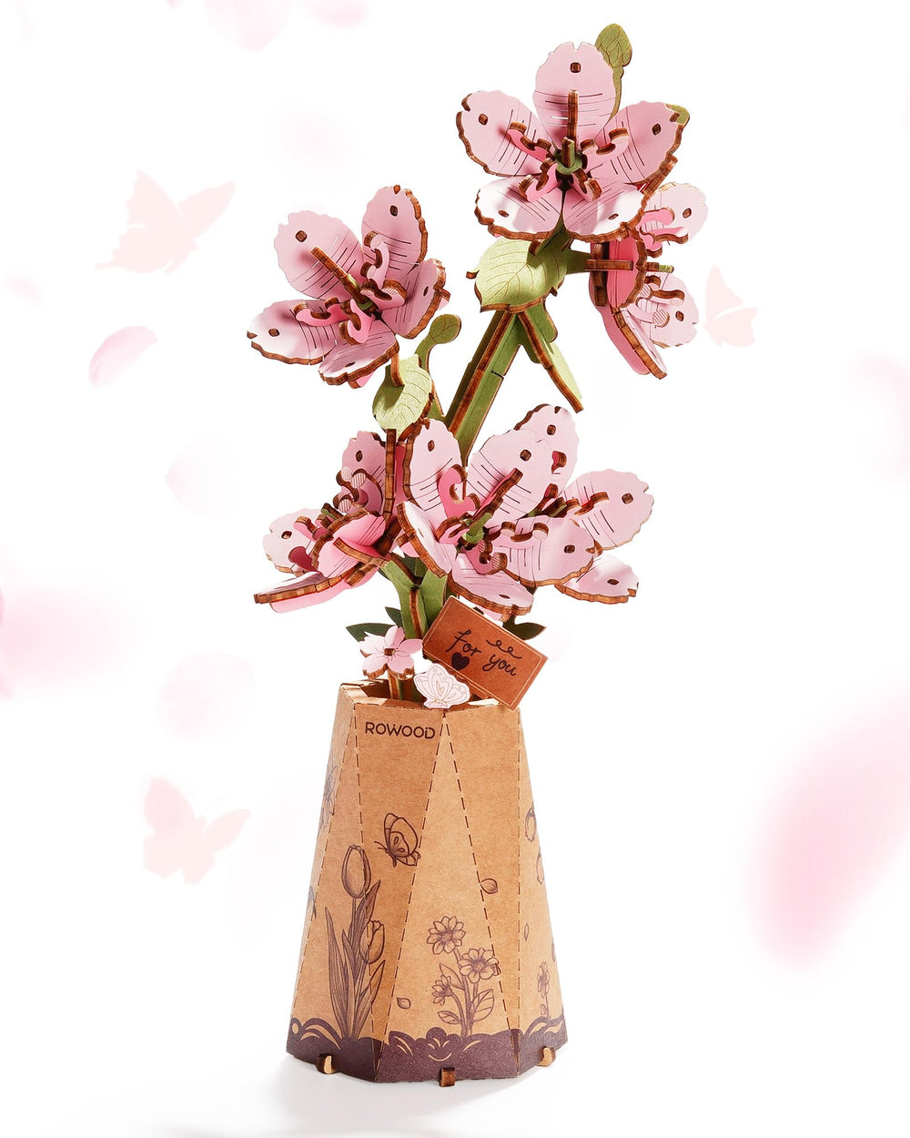 Wowood Sakura petal closeup highlights natural wood grain and delicate detailing.