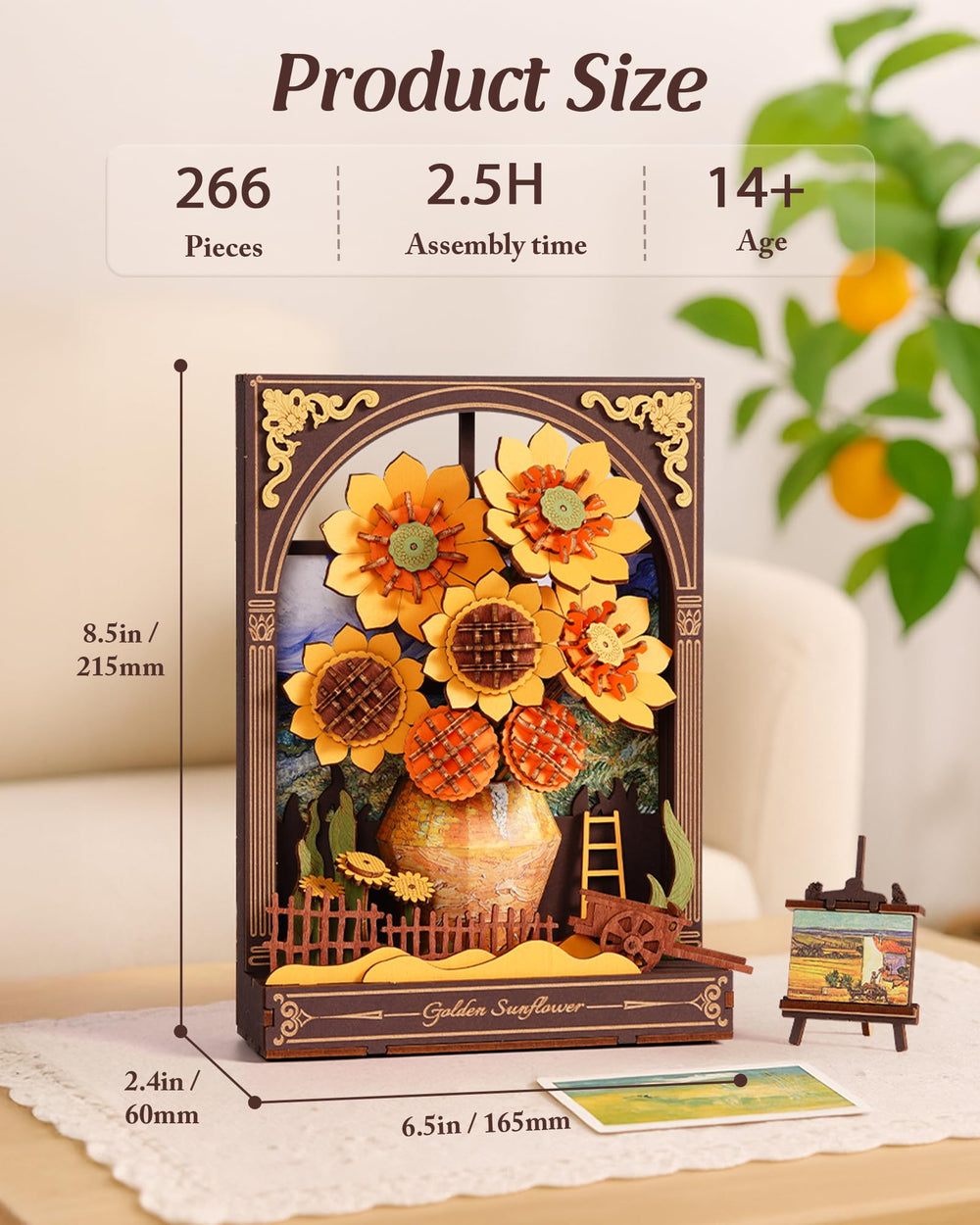 Wowood Van Gogh Sunflower puzzle wall art highlights golden petals and warm LED glow