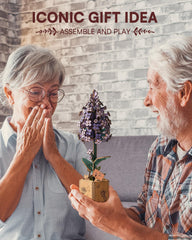 Wowood wooden flower display Lilac captures natural beauty and craftsmanship on a shelf.