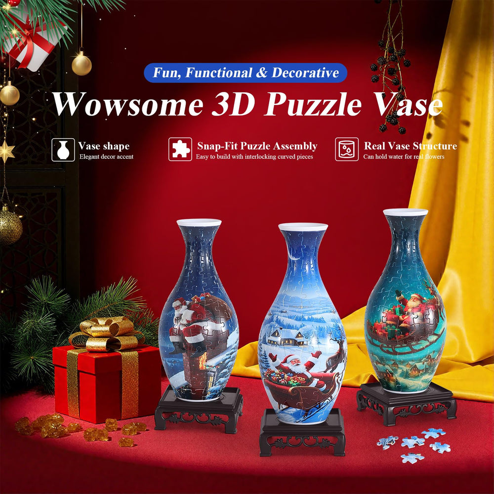 Wowsome 3D puzzle vase opening highlights a 2.3 inch diameter for stems.