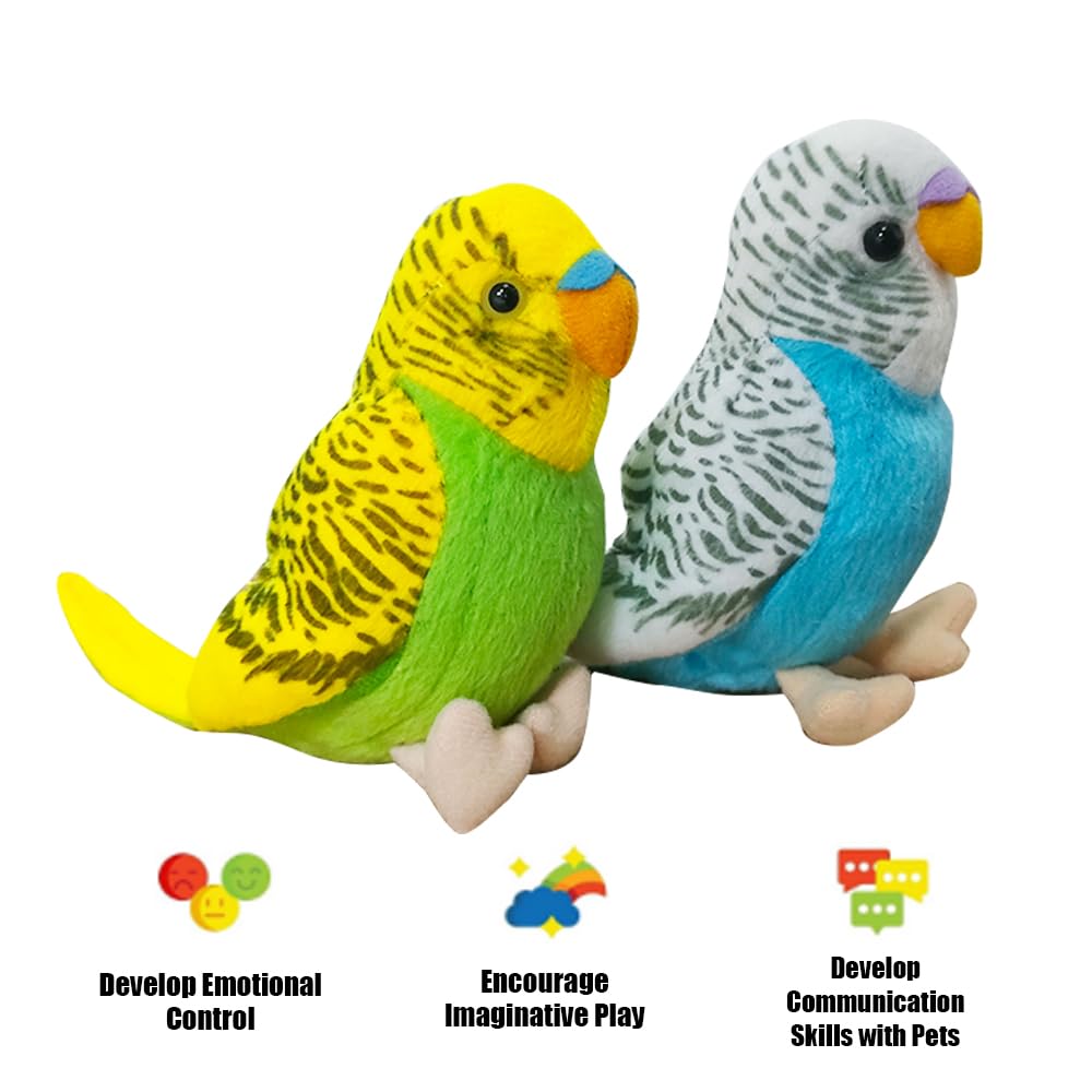 WQY GroceryShop budgerigar plush toy side view highlights compact size for kids' rooms