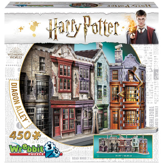 Wrebbit3D Diagon Alley shops display with detailed facades for immersive puzzling