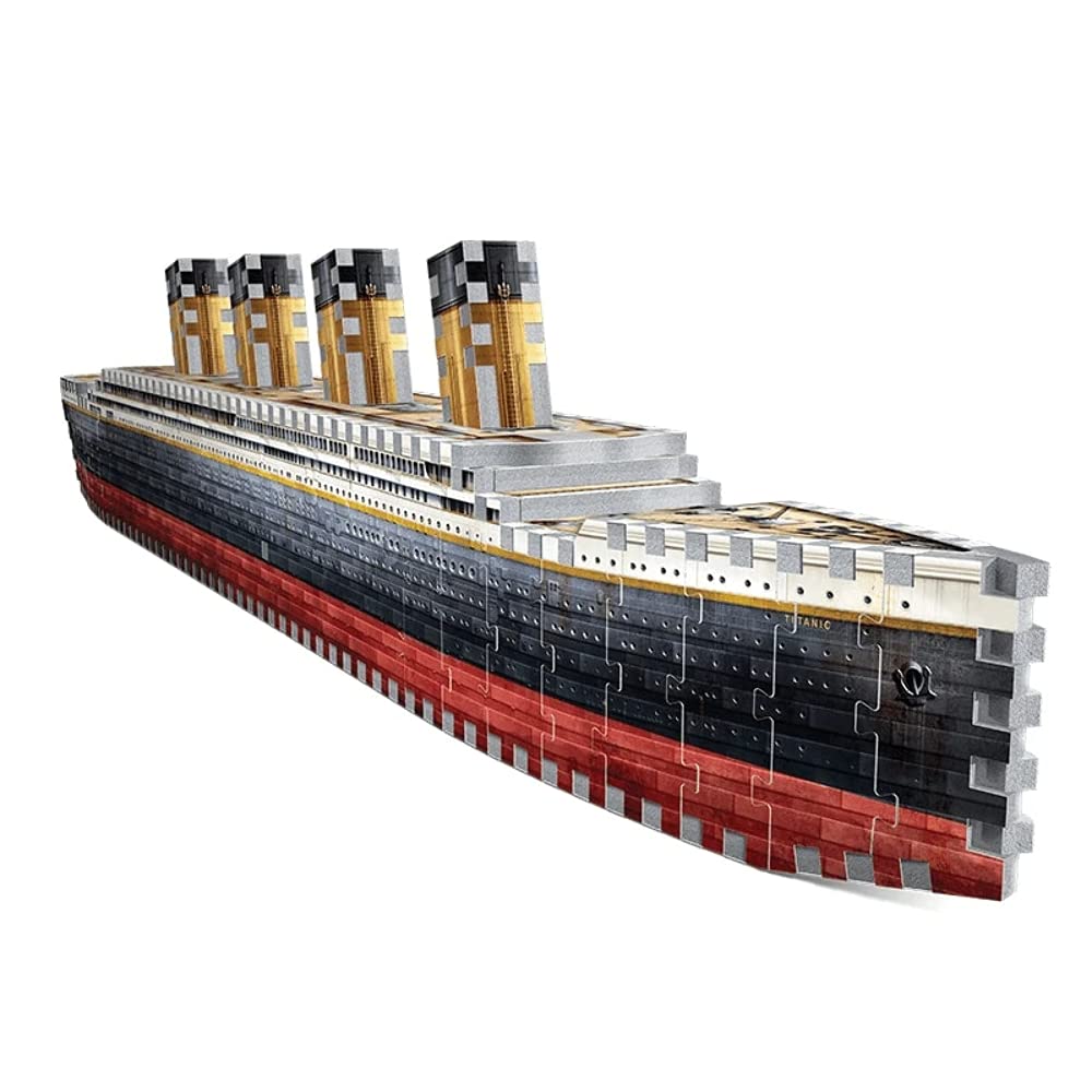 Wrebbit 3D Titanic puzzle front view highlights four smokestacks for maritime history fans