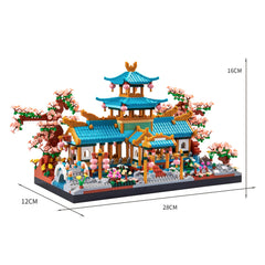 wriyvngs Suzhou Garden assembly in progress with tiny blocks and tools.