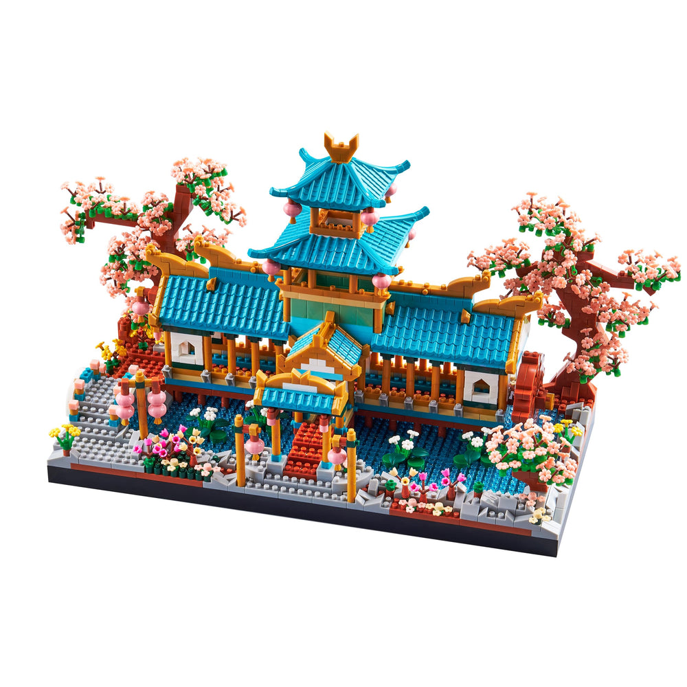 wriyvngs Suzhou Garden micro-building blocks showing detailed architecture for display.