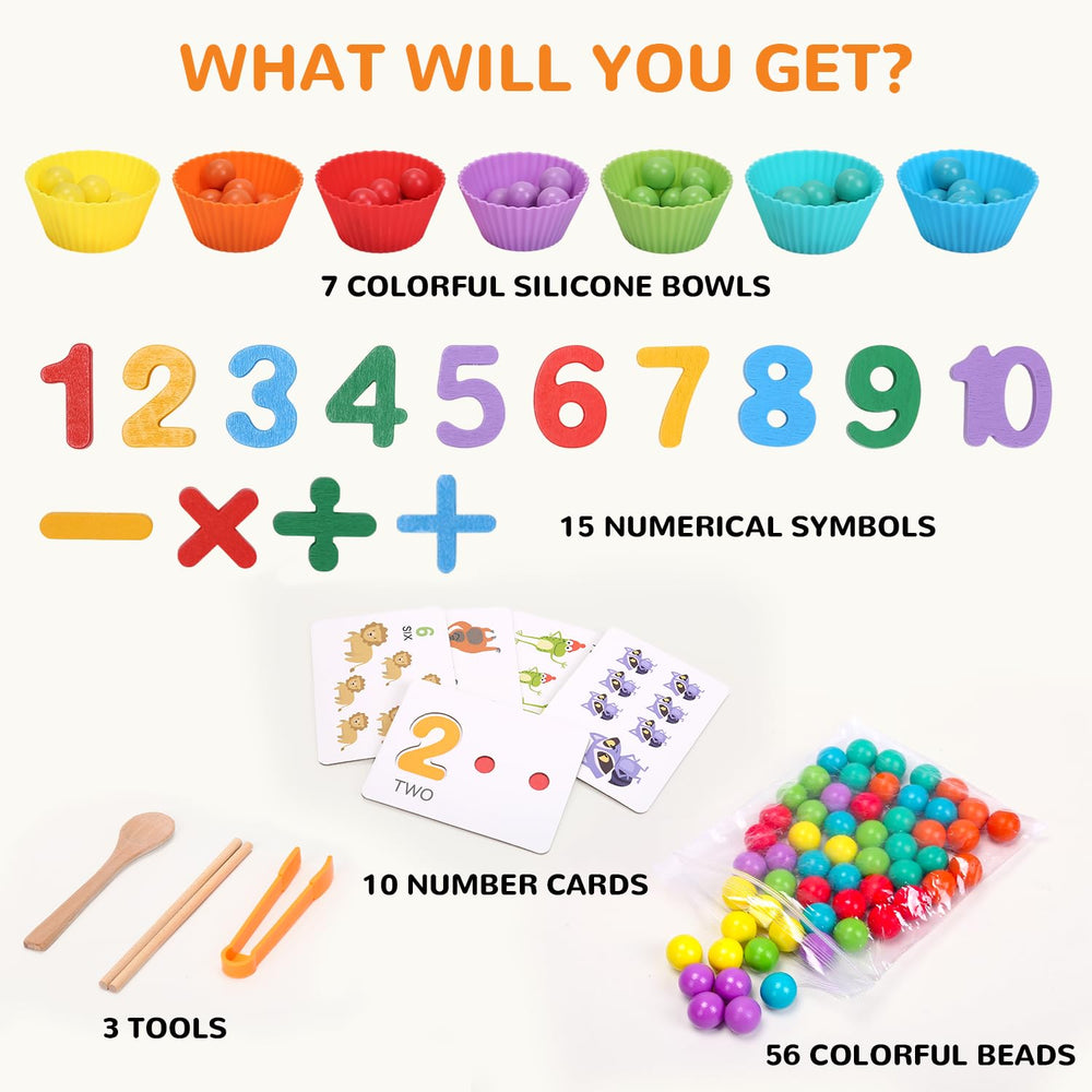 WRYBV Montessori arithmetic toy set chopsticks for fine motor practice and counting activities.