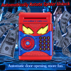 Wrystte Spider Piggy Bank LED eye lighting supports interactive play.