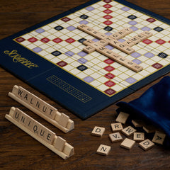 WS Game Company Scrabble Heritage Edition fabric tile pouch protects tiles for travel.