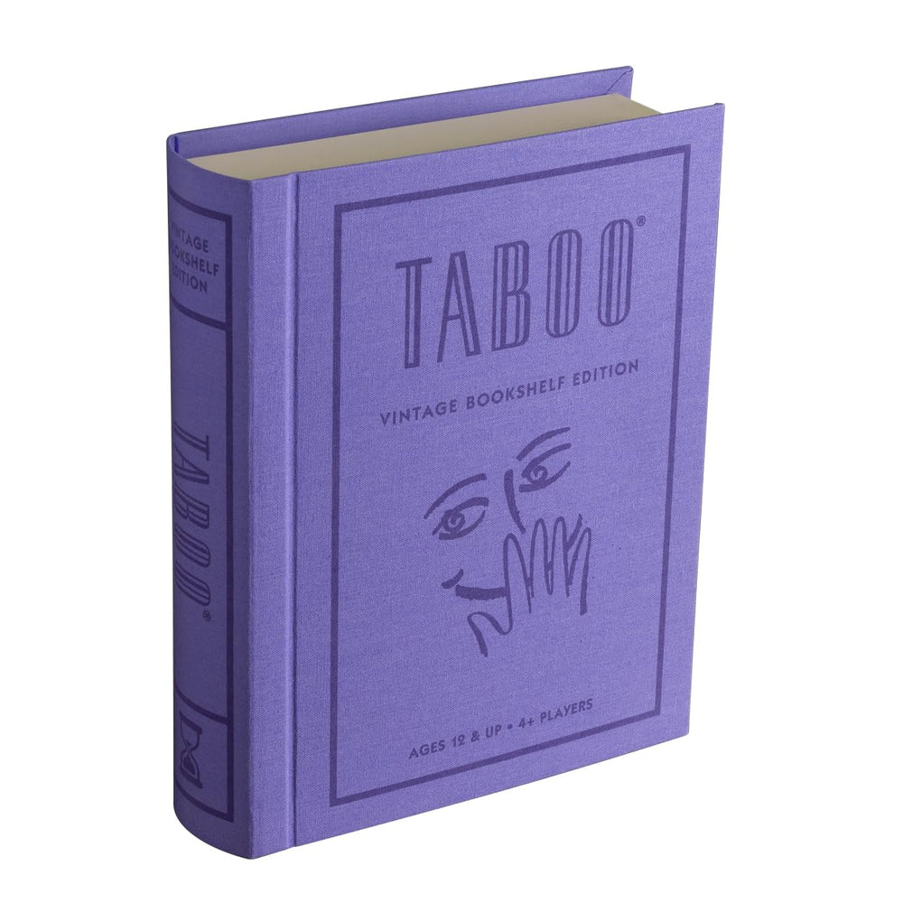 WS Game Company Taboo Vintage Bookshelf Edition box shows compact storage for game nights.