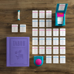 WS Game Company Taboo Vintage Bookshelf Edition buzzer enhances fast-paced clue play.