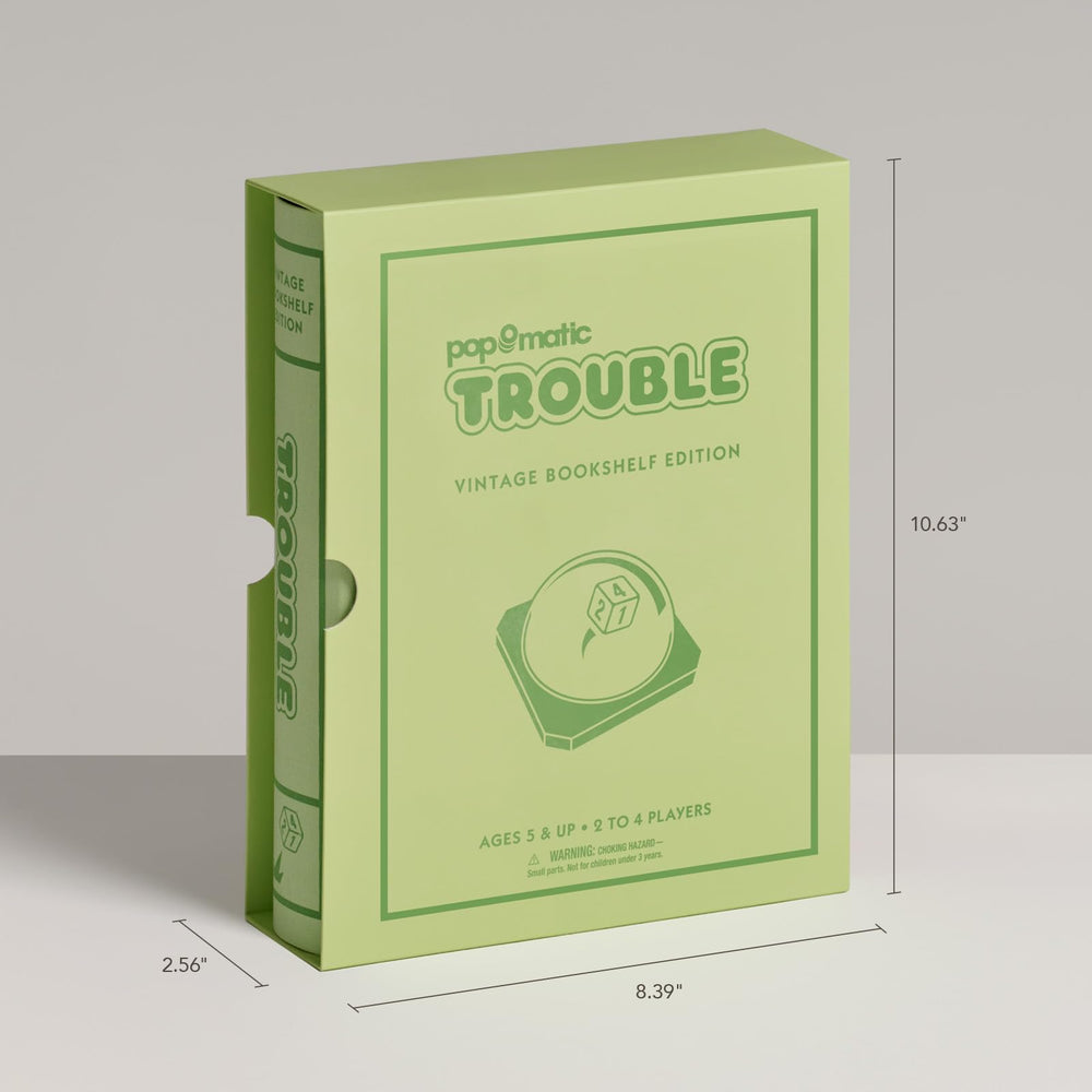 WS Game Company Trouble slipcase keeps components secure while freeing shelf space.