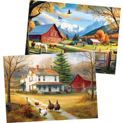 WSCXSC autumn farm 300-piece puzzle featuring vivid colors for a calming, mindful evening activity.