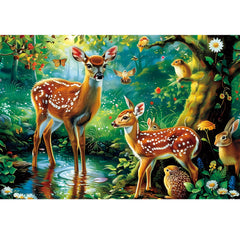 WSCXSC deer forest puzzle for kids showing two deer with sunlight to boost focus