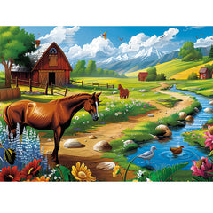 WSCXSC horse farm puzzle with vibrant colors for mindful play.