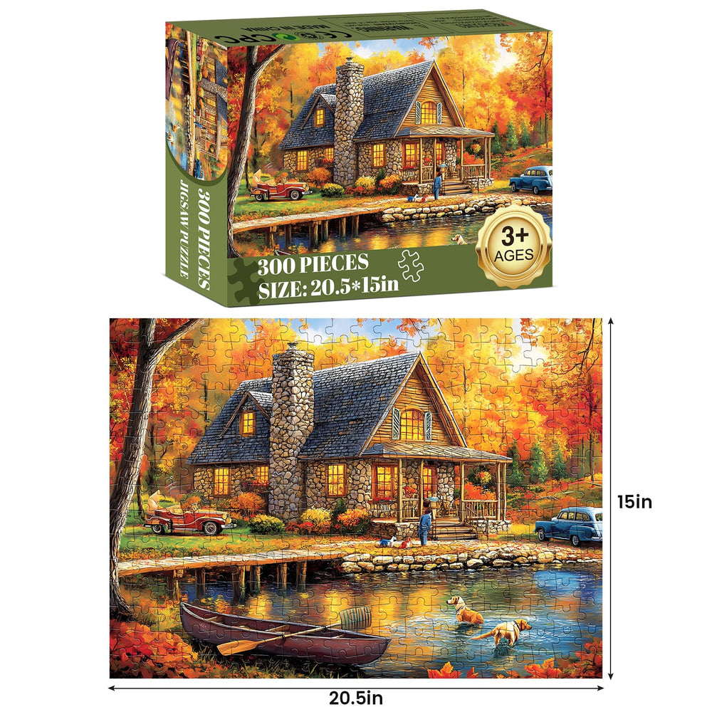 WSCXSC wooden house scene puzzle, bright colors for focus and fun