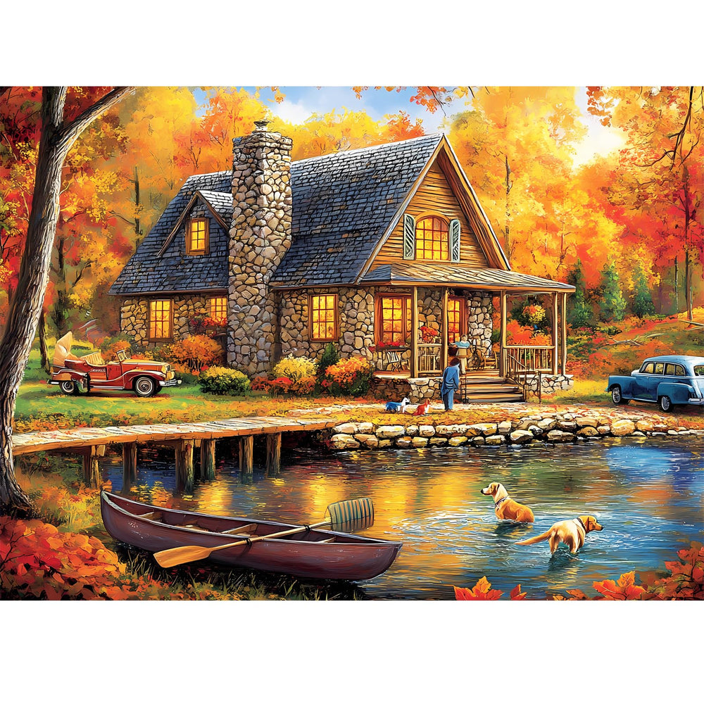 WSCXSC yellow forest puzzle image, relaxing family activity with autumn colors