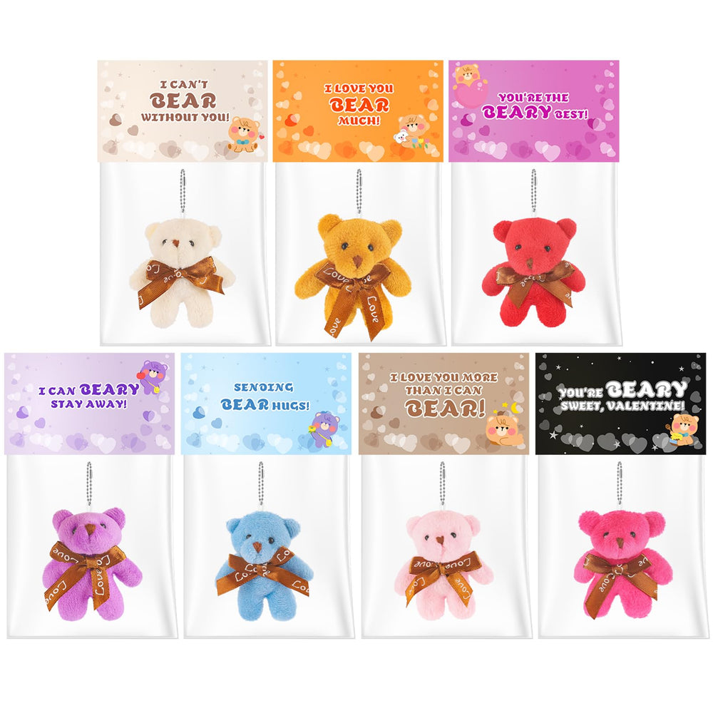 Wsorik mini plush bear keychain and card for classroom exchange