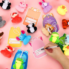 Wsorik packaged-valentine-gift-set features mini plush toys for classroom prizes.