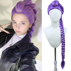 WTHCOS long purple braid wig close-up for cosplay styling