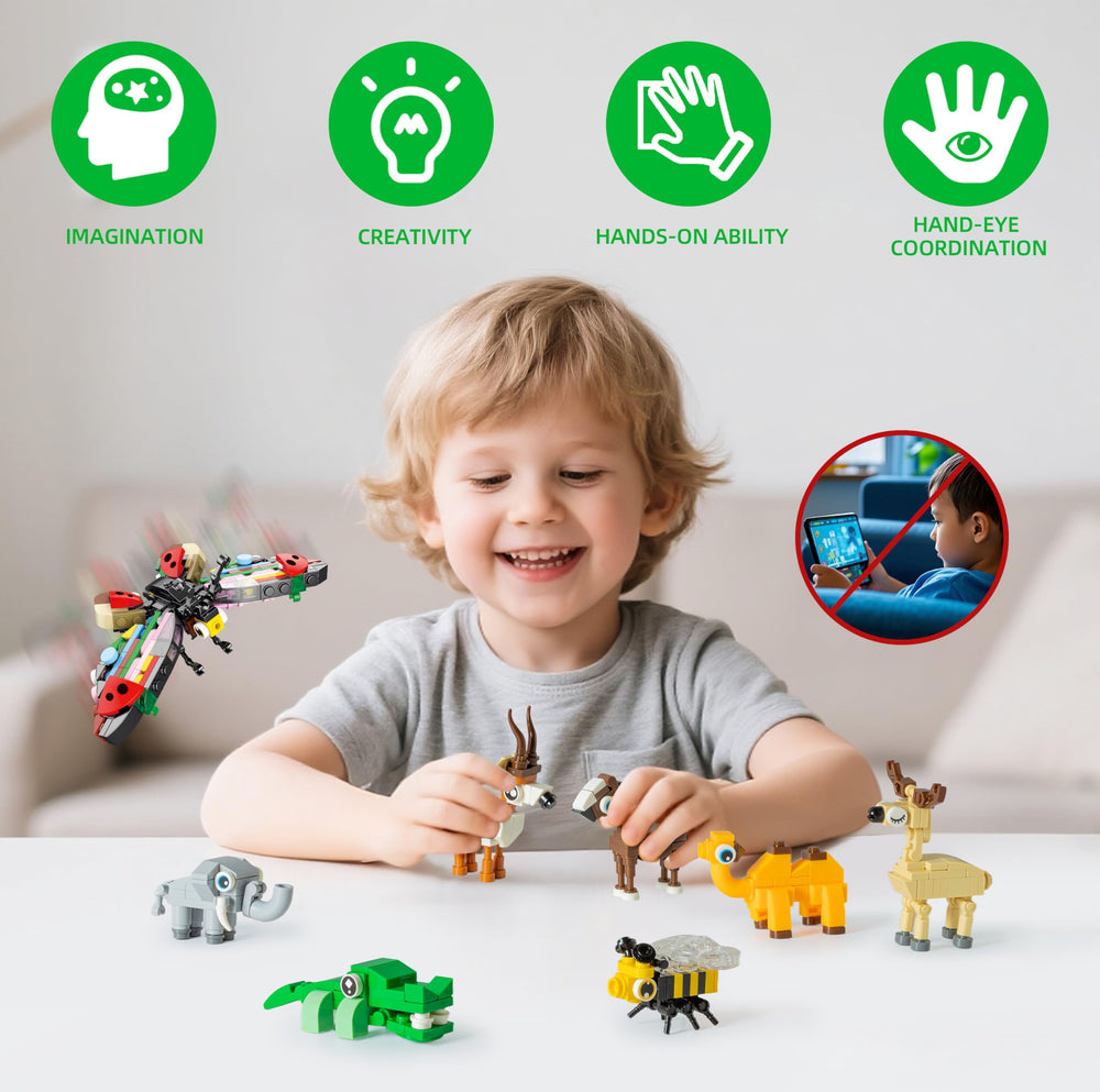 WuNian elephant mini block set supports problem solving and shape recognition.