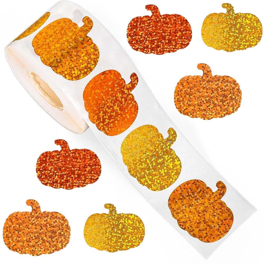 Wuhetyo fall pumpkin stickers roll, 1 inch, ideal for festive scrapbooks