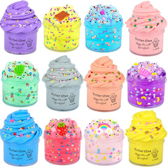 WUJYLY slime kit 12-pack variety for creative sensory play and party favors.