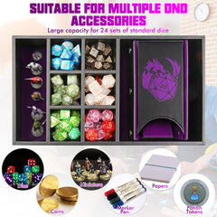 Wunhunew DND dice-storage-capacity-24-dice: ample space for many dice.