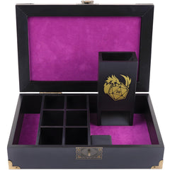 Wunhunew DND dice tray and tower wooden box, sturdy storage for dice and miniatures