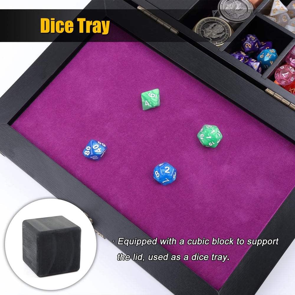 Wunhunew three level dice tower inside the RPG accessory organizer for random rolls