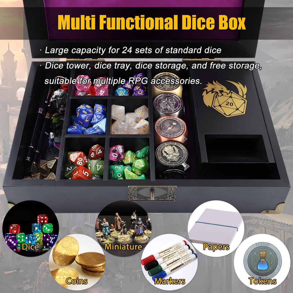 Wunhunew premium pine wood dice box with metal corners protects dice during transport