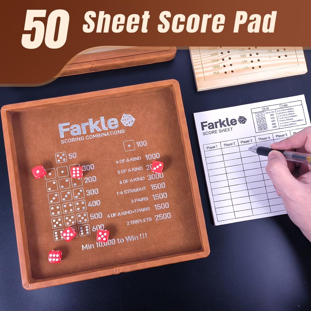 WUQIREN Farkle two scoreboards for tracking rounds and scores clearly.