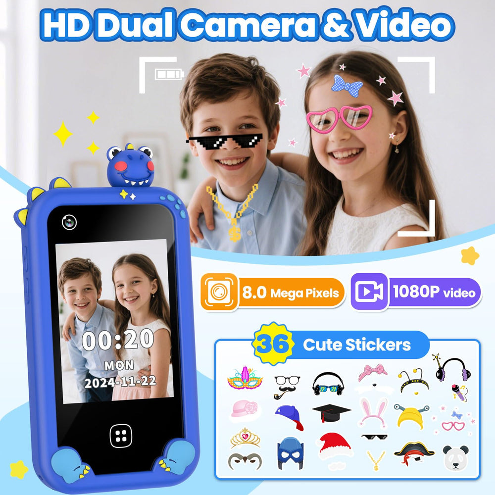 Wuszhor kids smart phone dual camera in action for photos and memories