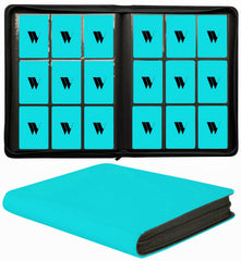 WUTONMU Premium 9-Pocket Binder front view with teal PU leather for organized card storage